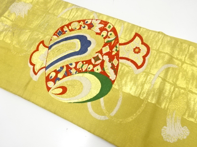  アンティーク　小槌模様織り出し　名古屋帯